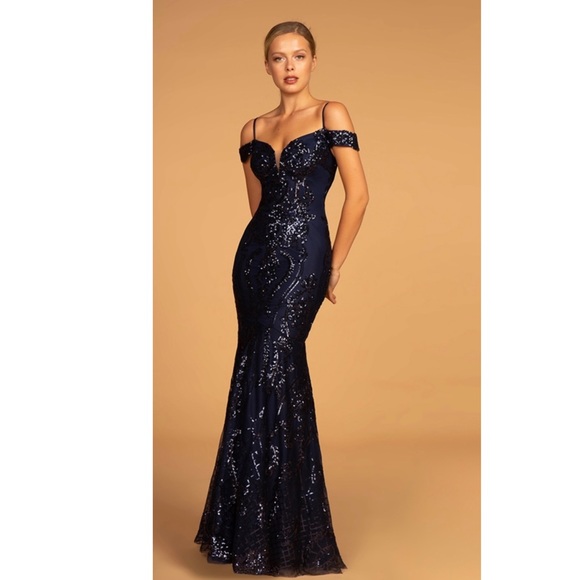 Elizabeth K Style GL3144 Sequin Lace Up Back Velvet Mermaid Elizabeth K Dress main image 0